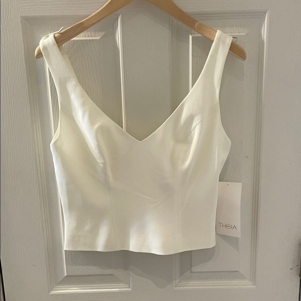Theia Cream V-Neck Tank Top